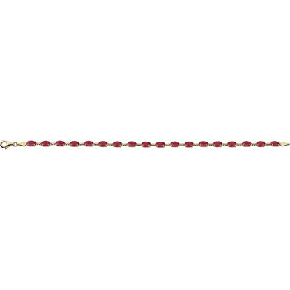 14K Yellow Gold Lab-Grown Ruby 7 1/4" Bracelet