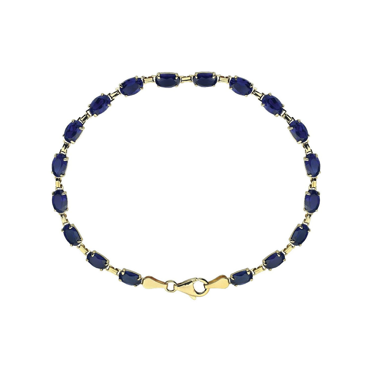 14K Yellow Gold Lab-Grown Blue Sapphire 7 1/4" Bracelet