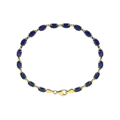 14K Yellow Gold Lab-Grown Blue Sapphire 7 1/4" Bracelet