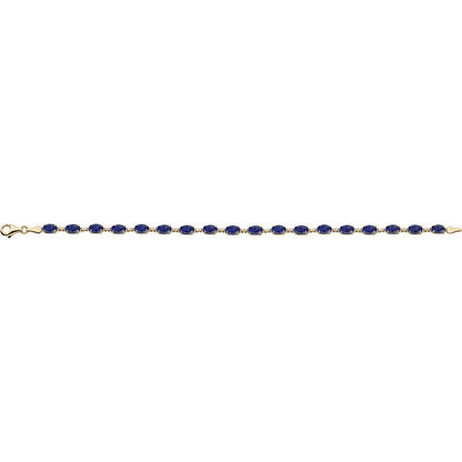 14K Yellow Gold Lab-Grown Blue Sapphire 7 1/4" Bracelet