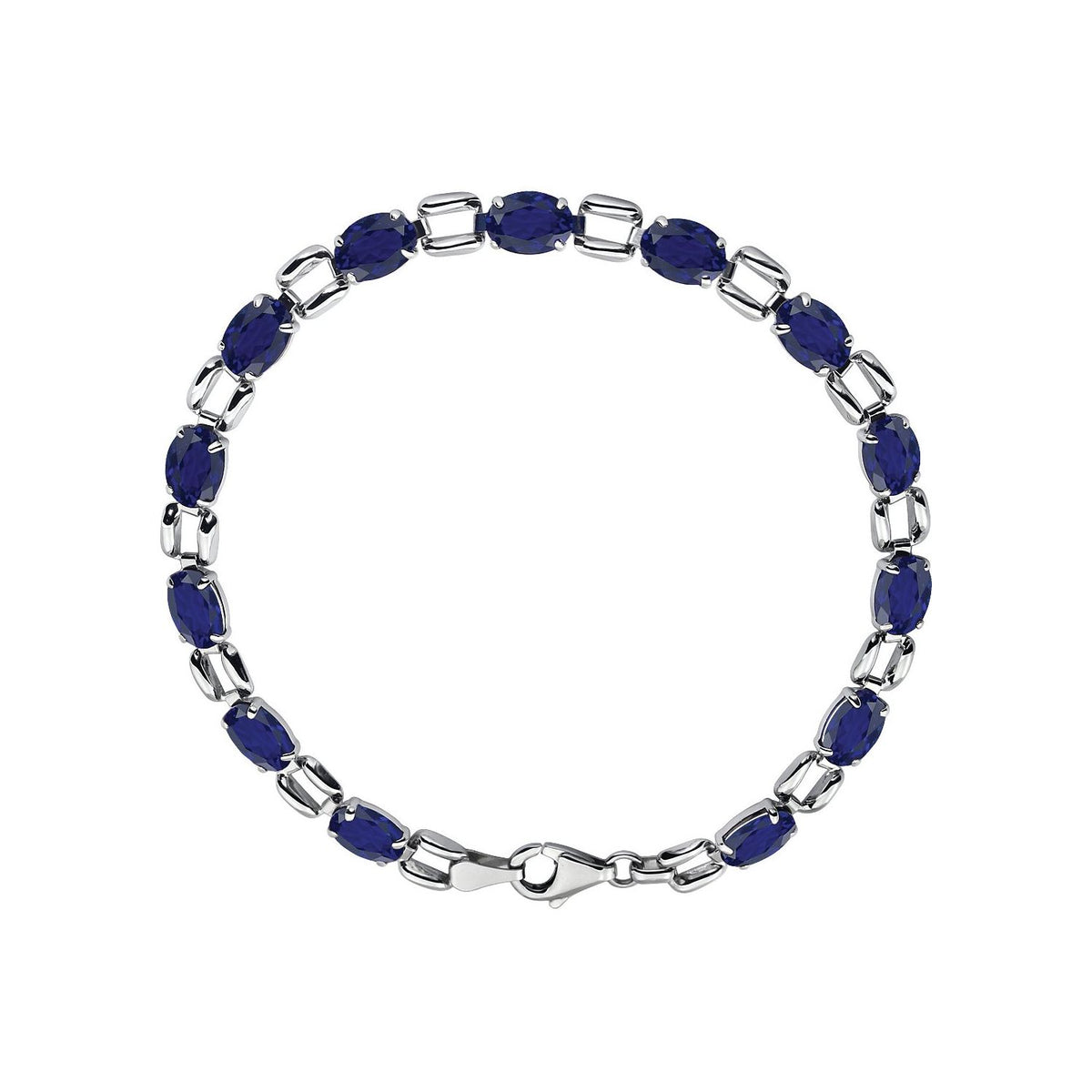 14K White Gold 7x5 mm Oval Natural Amethyst 7 1/4" Bracelet