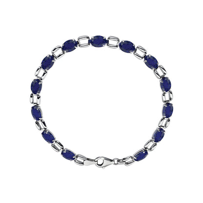 14K White Gold 7x5 mm Oval Natural Amethyst 7 1/4" Bracelet