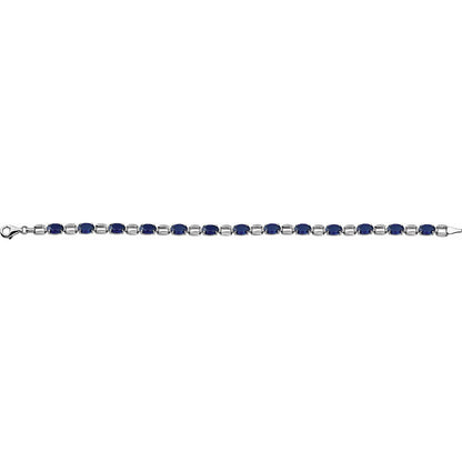 14K White Gold 7x5 mm Oval Lab-Grown Blue Sapphire 7 1/4" Bracelet