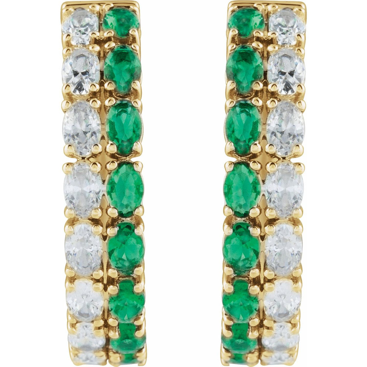 Lab-Grown Emerald & 1 5/8 CTW Lab-Grown Diamond Hoop Earrings