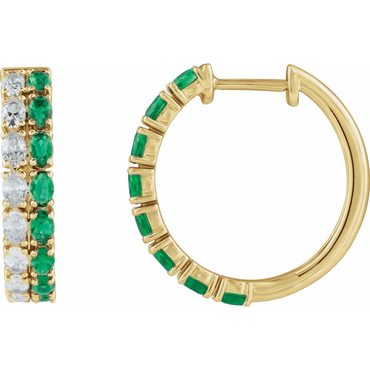 Lab-Grown Emerald & 1 5/8 CTW Lab-Grown Diamond Hoop Earrings
