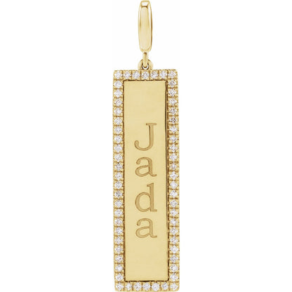 Engravable 1/4 CTW Natural Diamond Bar Charm/Pendant