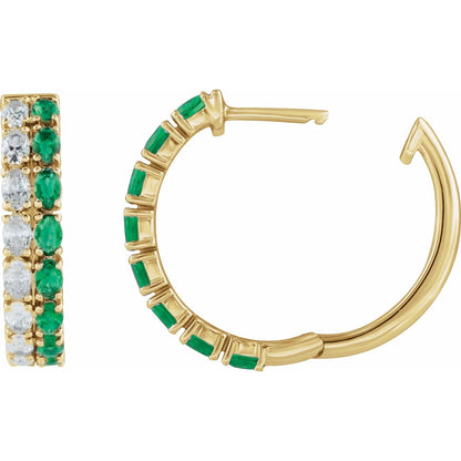 Lab-Grown Emerald & 1 5/8 CTW Lab-Grown Diamond Hoop Earrings