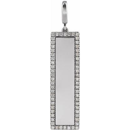 Engravable 1/4 CTW Natural Diamond Bar Charm/Pendant