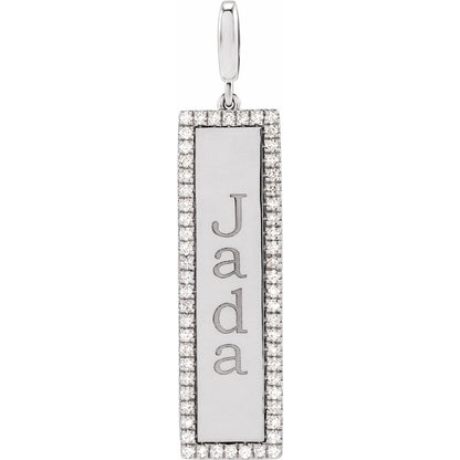 Engravable 1/4 CTW Natural Diamond Bar Charm/Pendant