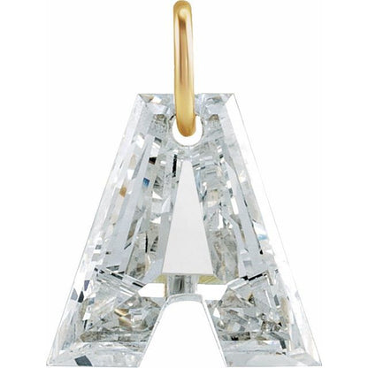 14K Yellow Gold 1 CT Lab-Grown Diamond Initial Dangle