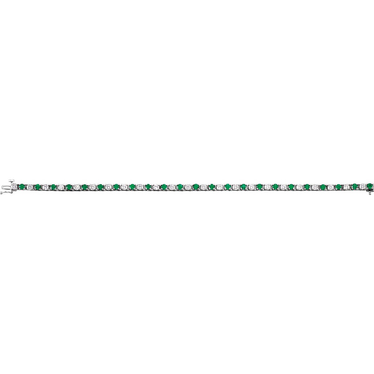 14K White Gold Lab-Grown Emerald & 2 3/8 CTW Lab-Grown Diamond Line 7" Bracelet