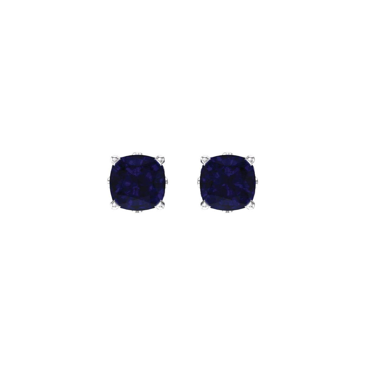 6x6 mm Cushion Lab-Grown Blue Sapphire Earrings