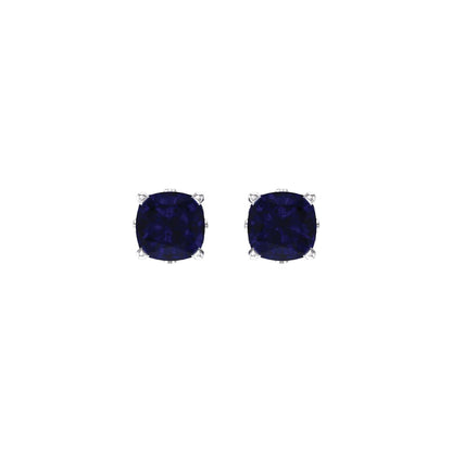 6x6 mm Cushion Lab-Grown Blue Sapphire Earrings