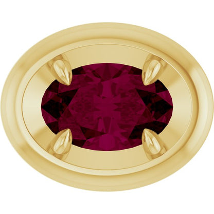 14K Yellow Gold 6x4 mm Natural Rhodolite Garnet Solitaire Slide Pendant