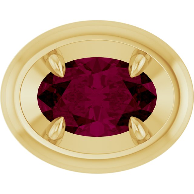 14K Yellow Gold 8x6 mm Natural Rhodolite Garnet Solitaire Slide Pendant