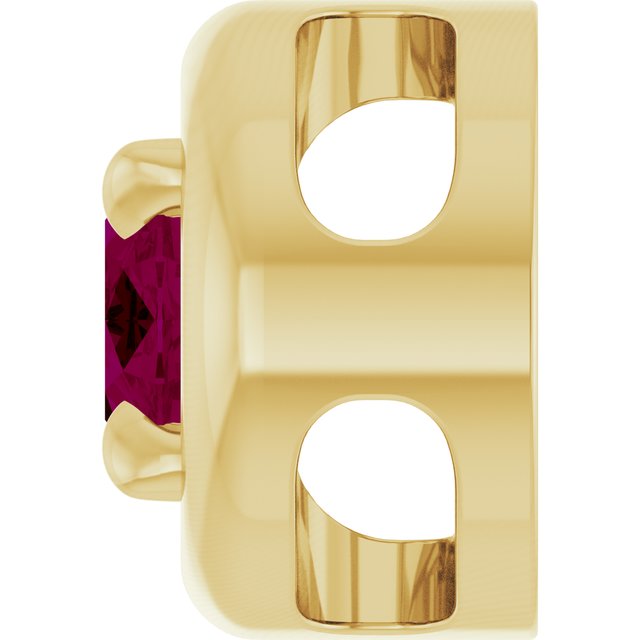 14K Yellow Gold 6x4 mm Natural Rhodolite Garnet Solitaire Slide Pendant