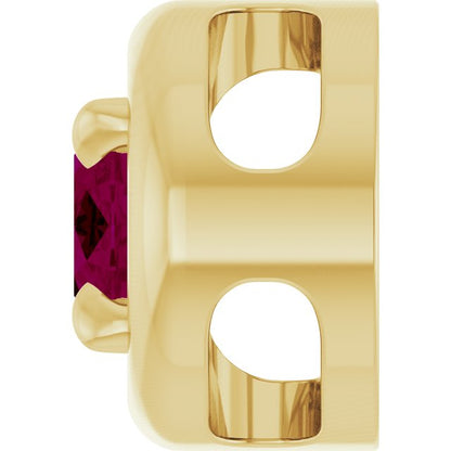 14K Yellow Gold 6x4 mm Natural Rhodolite Garnet Solitaire Slide Pendant