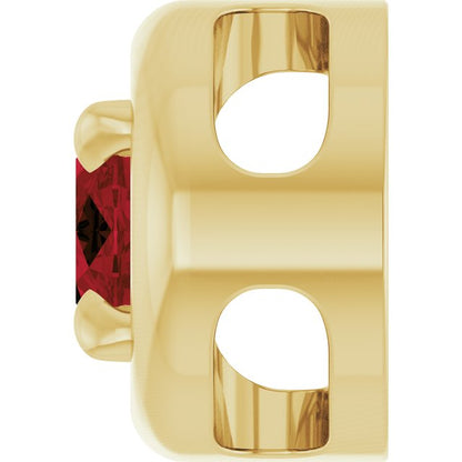 14K Yellow Gold 8x6 mm Natural Mozambique Garnet Solitaire Slide Pendant