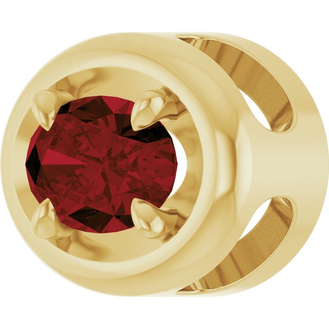 14K Yellow Gold 6x4 mm Natural Mozambique Garnet Solitaire Slide Pendant