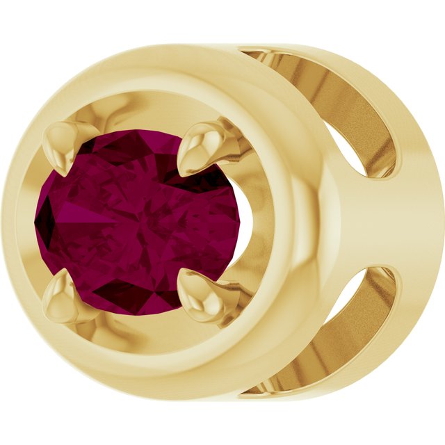 14K Yellow Gold 8x6 mm Natural Rhodolite Garnet Solitaire Slide Pendant