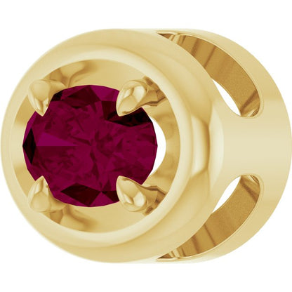 14K Yellow Gold 8x6 mm Natural Rhodolite Garnet Solitaire Slide Pendant