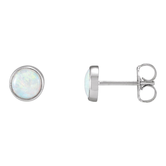 Natural White Opal Earrings, 5 mm x 5 mm