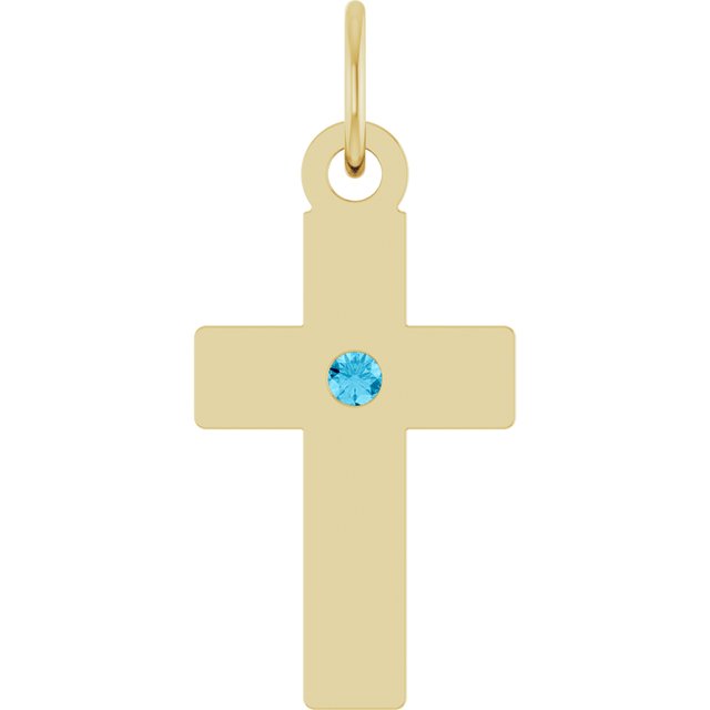 Natural Aquamarine Cross Pendant