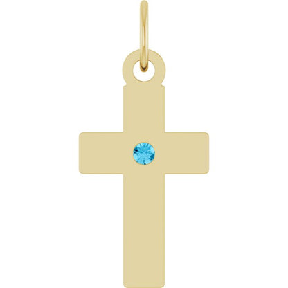Natural Aquamarine Cross Pendant