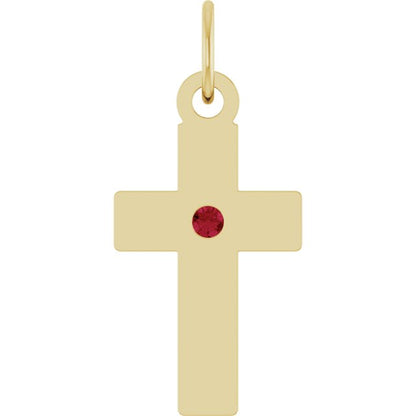 14K Yellow Gold Natural Ruby Cross Pendant