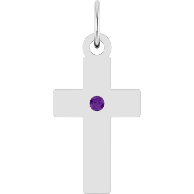 Natural Amethyst Cross Pendant, 14.2 x 7.8 mm