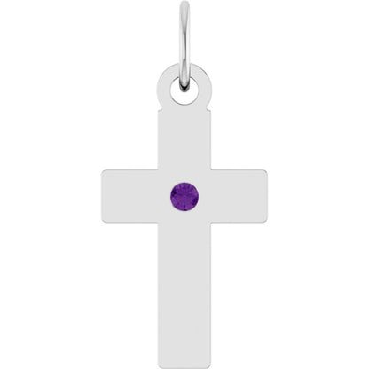 Natural Amethyst Cross Pendant, 14.2 x 7.8 mm