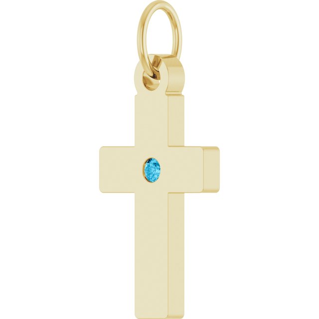 Natural Aquamarine Cross Pendant