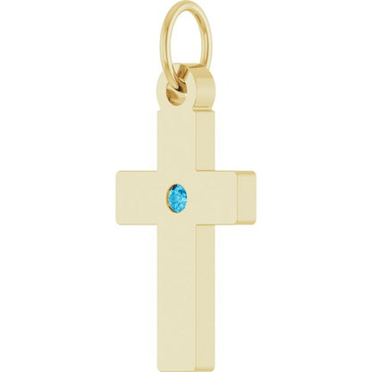 Natural Aquamarine Cross Pendant