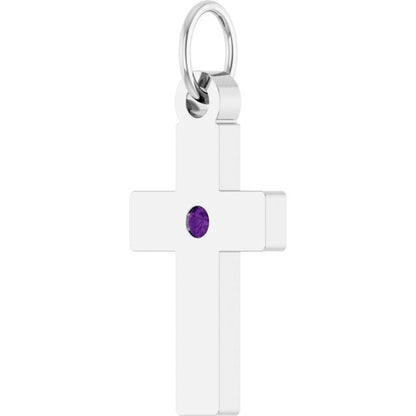 Natural Amethyst Cross Pendant, 14.2 x 7.8 mm