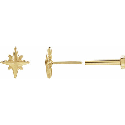 14K Yellow Gold Star Earring