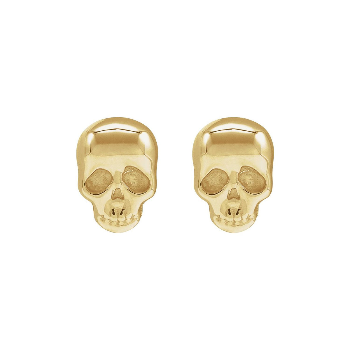 14K Yellow Gold Skull Earring