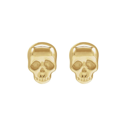 14K Yellow Gold Skull Earring