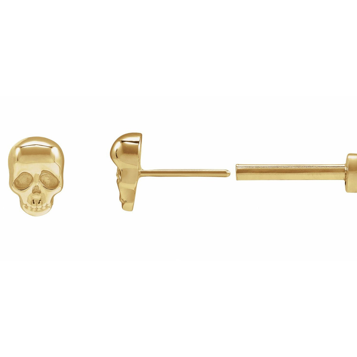 14K Yellow Gold Skull Earring