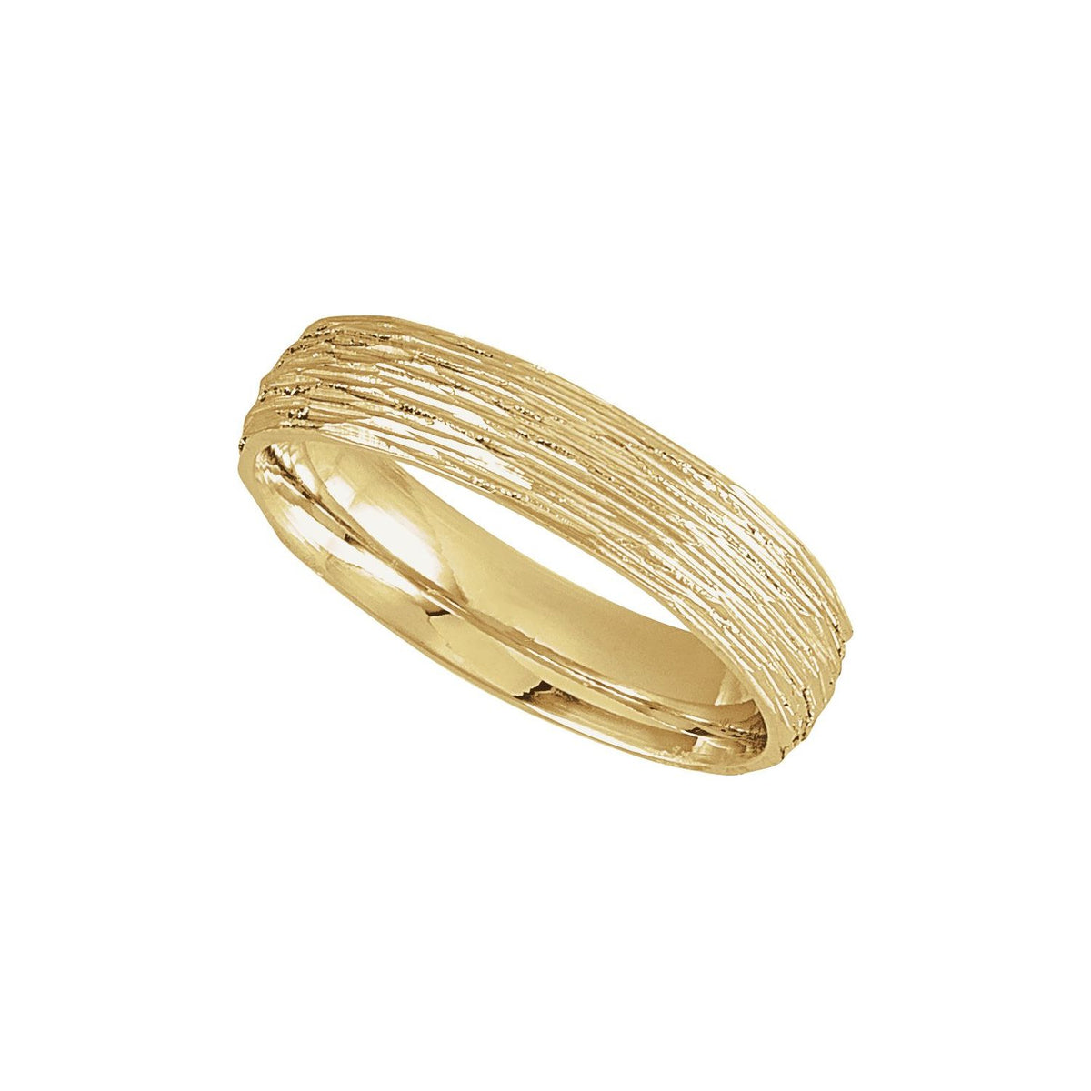 Tree Bark-Inspired Comfort-Fit Flat Band, 4 mm