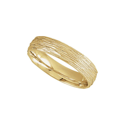 Tree Bark-Inspired Comfort-Fit Flat Band, 4 mm