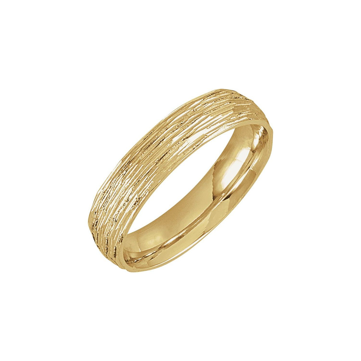 Tree Bark-Inspired Comfort-Fit Flat Band, 4 mm