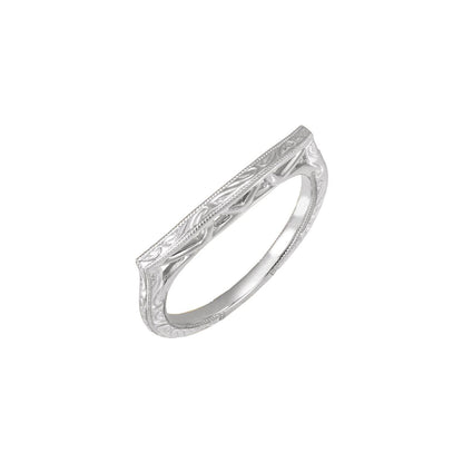 14K White Gold Hand-Engraved Hand-Applied Milgrain Matching Band
