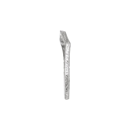 14K White Gold Hand-Engraved Hand-Applied Milgrain Matching Band