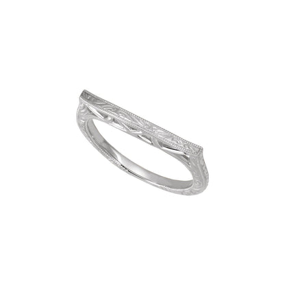 14K White Gold Hand-Engraved Hand-Applied Milgrain Matching Band