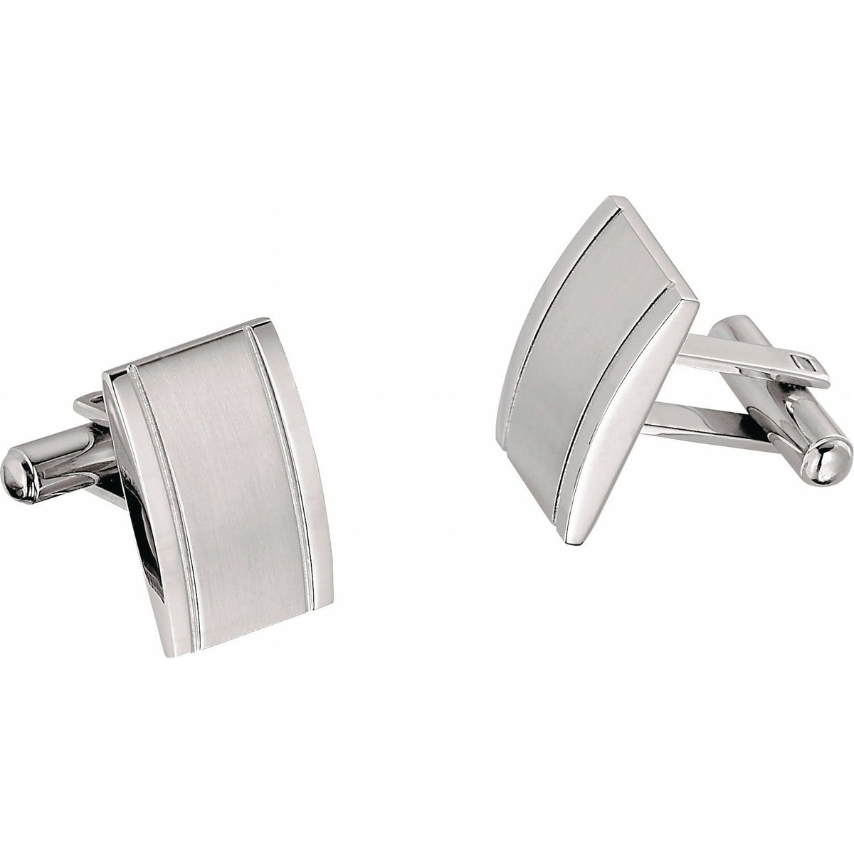Stainless Steel Engravable Rectangle Cuff Links, 12.1 mm x 19.2 mm