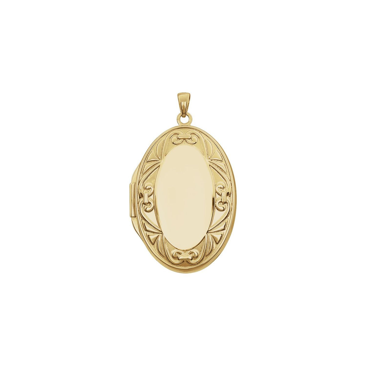 14K Yellow Gold Engravable Oval Locket, 40.7 x 23.1 mm