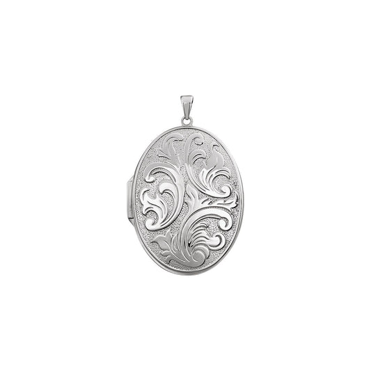 Sterling Silver Engravable Embossed Oval Locket
