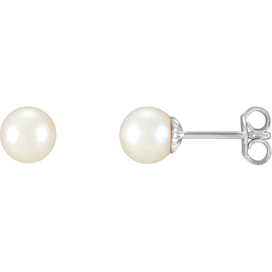 Sterling Silver 7- Cultured White Freshwater Pearl Earrings
