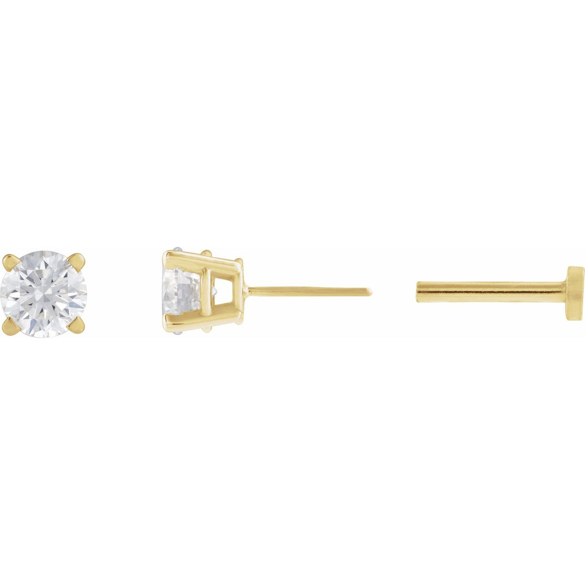 14K Yellow Gold 1/4 CT Lab-Grown Diamond Earring