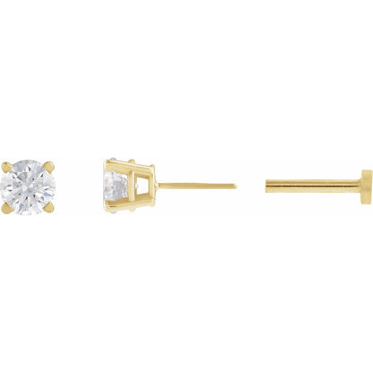 14K Yellow Gold 1/4 CT Lab-Grown Diamond Earring